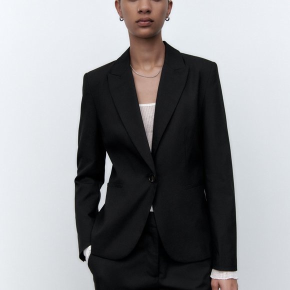 ZARA Basic Professional Black Blazer, XS - Picture 2 of 9